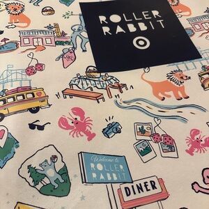 Roller Rabbit x Target XL Multi-Color Road Trip Printed Tote with Navy Logo